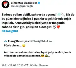 Elazığspor-Belediye'den Esprili Kar Yağışı Diyaloğu!